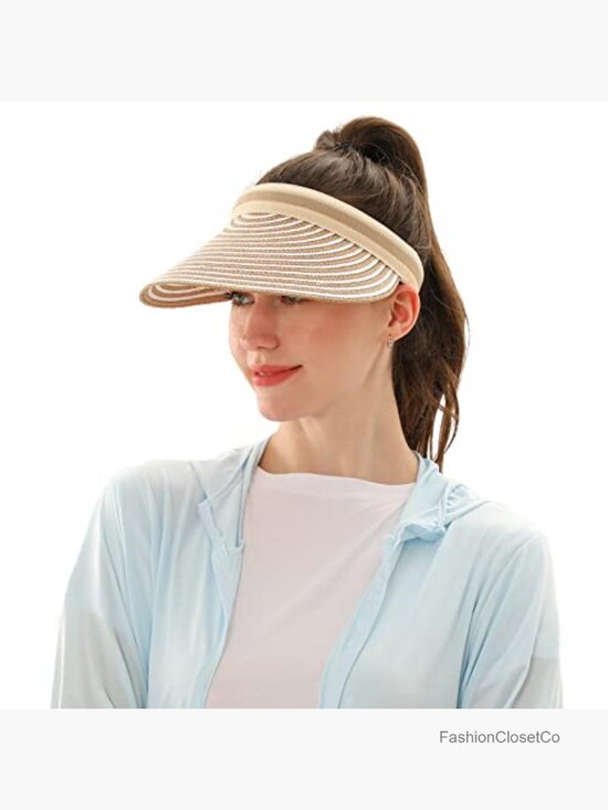 Sun Hat Wide Brim Straw Visor Hairpin Clip Beach Adjustable Lightweight main image 5